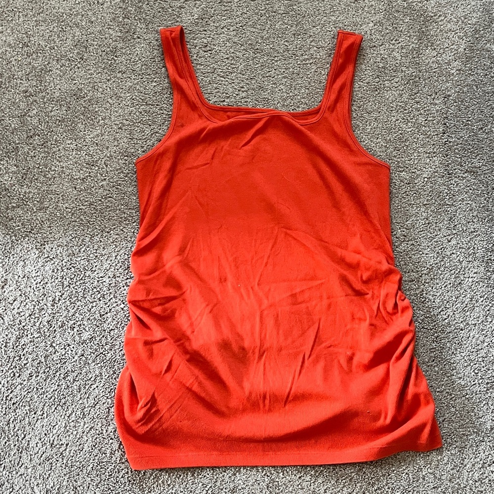 Women's Red Squareneck Sleeveless Top